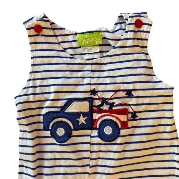 2T Fourth of July Striped Patriotic Truck Romper - Picture 2 of 6